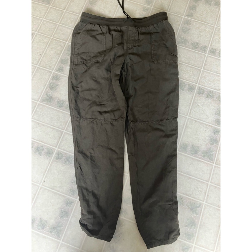 Maurices Pants Size 8 Green Straight Leg Drawstring Waist Pocket Roll Tab Cuffs